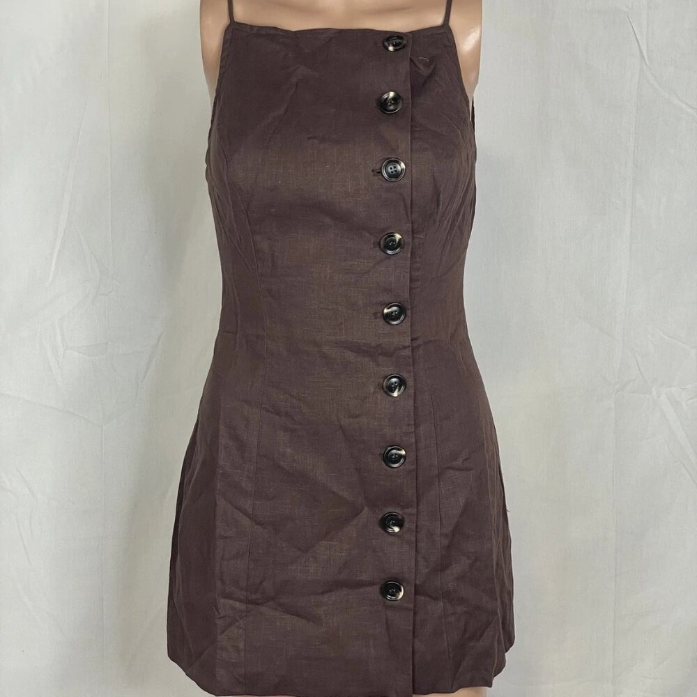 NEW SNDYS Women's Allegra Linen Mini Dress Size XS | Color: Brown